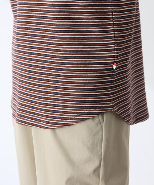 Petit Honfleur（プチオンフルール）の「レイヤード風ボーダーVネックTシャツ（Tシャツ/カットソー・レディース・グレー/ブラウン・M/L）」の13枚目の写真