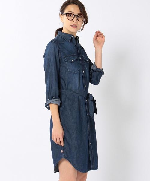 coen（コーエン）の「USAコットンデニムシャツワンピース（シャツワンピース・レディース・ライトブルー/ネイビー・MEDIUM/LARGE）」の2枚目の写真