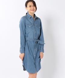 coen | USAコットンデニムシャツワンピース(シャツワンピース)