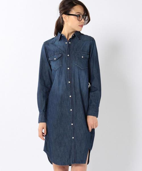 coen（コーエン）の「USAコットンデニムシャツワンピース（シャツワンピース・レディース・ライトブルー/ネイビー・MEDIUM/LARGE）」の18枚目の写真