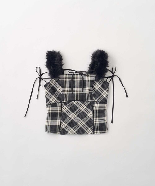 Belle Charme(ベルシャルム)の「【Belle Charme】Fur Strap Cami Tops(キャミソール・レディース・ブラウン/ブラック・FREE)」の7枚目の写真
