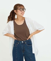 刺しゅうフーディー半袖チュニック