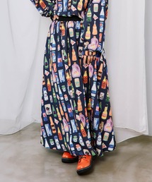 163612:ボトルパラダイス 総柄ワッシャースカート