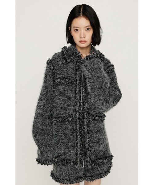SLY(スライ)の「【限定カラーあり】FLUFFY TWEED JK フラッフィーツイードジャケット 秋服 冬服(テーラードジャケット・レディース・オフホワイト/グレー系その他2/ブラウン系その他2/ブラック・FREE)」の8枚目の写真