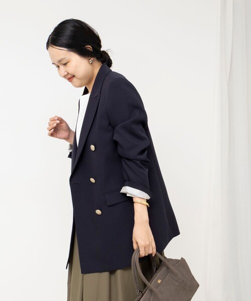 NOLLEY’S Sophi(ノーリーズソフィ)の「《防シワ/セットアップ対応》ウォッシャブルオックスダブルジャケット(テーラードジャケット・レディース・ネイビー・34/36/38)」の19枚目の写真