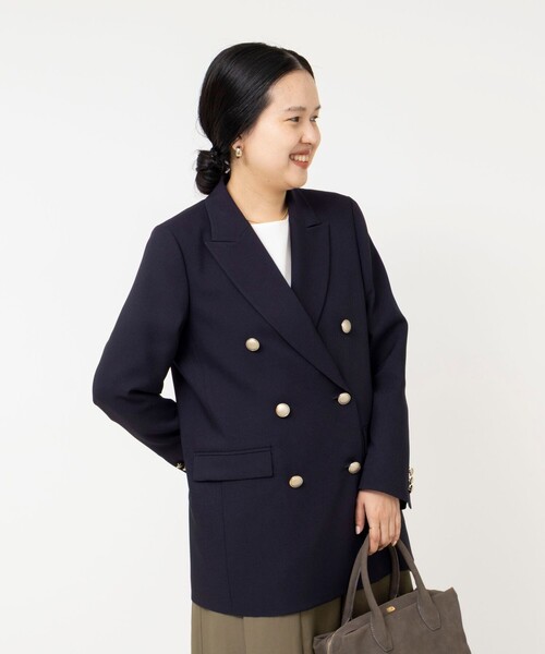 NOLLEY’S Sophi(ノーリーズソフィ)の「《防シワ/セットアップ対応》ウォッシャブルオックスダブルジャケット(テーラードジャケット・レディース・ネイビー・34/36/38)」の14枚目の写真
