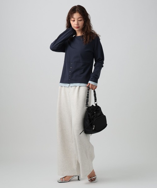 BAYFLOW（ベイフロー）の「[シワになりにくい]クレープウィーブスウェットパンツ（スウェットパンツ・レディース・ヘザーグレー/ブラック/オフホワイト・SMALL/MEDIUM）」の4枚目の写真