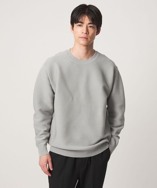 green label relaxing(グリーンレーベルリラクシング)の「【WEB限定】ガーター編み クルーネック ニット(ニット/セーター・メンズ・ブラック/ライトグレー/モカ・L/S/M/XL)」の2枚目の写真