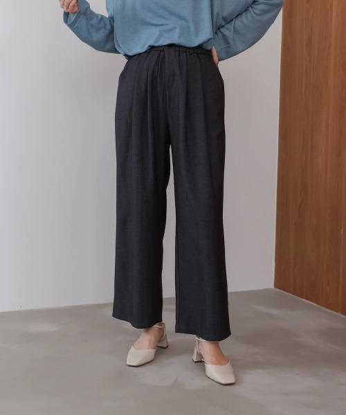 Bou Jeloud（ブージュルード）の「タックデニム調パンツ（その他パンツ・レディース・チャコールグレー/インディゴブルー・FREE）」の3枚目の写真