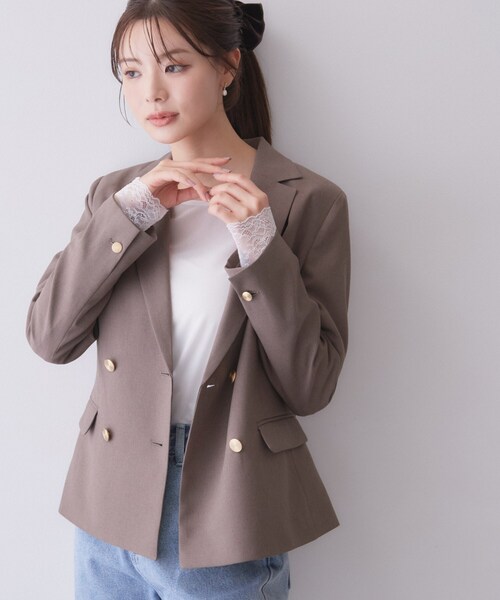 index（インデックス）の「袖レースシアートップス【洗濯機OK】（Tシャツ/カットソー・レディース・ブラック/オフホワイト/ナチュラル・40/38）」の5枚目の写真