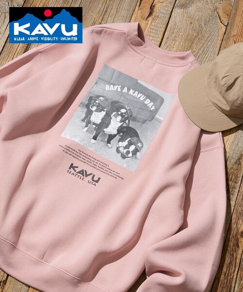 KAVU(カブー)の「KAVU/カブー 限定展開 KAVU×FREAK'S STORE / カブ― 別注 クルードッグ フォトプリント クルーネック スウェット(Tシャツ/カットソー・メンズ・グレイッシュベージュ/スミクロ/ピンク/アッシュグレー・LARGE/SMALL/MEDIUM)」の5枚目の写真