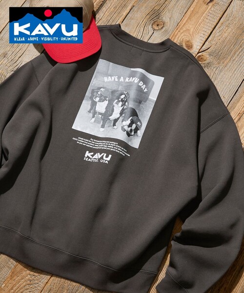 KAVU(カブー)の「KAVU/カブー 限定展開 KAVU×FREAK'S STORE / カブ― 別注 クルードッグ フォトプリント クルーネック スウェット(Tシャツ/カットソー・メンズ・グレイッシュベージュ/スミクロ/ピンク/アッシュグレー・LARGE/SMALL/MEDIUM)」の6枚目の写真