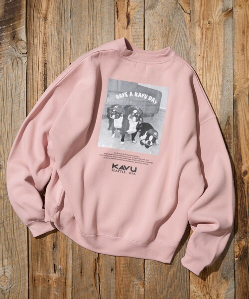 KAVU(カブー)の「KAVU/カブー 限定展開 KAVU×FREAK'S STORE / カブ― 別注 クルードッグ フォトプリント クルーネック スウェット(Tシャツ/カットソー・メンズ・グレイッシュベージュ/スミクロ/ピンク/アッシュグレー・LARGE/SMALL/MEDIUM)」の18枚目の写真