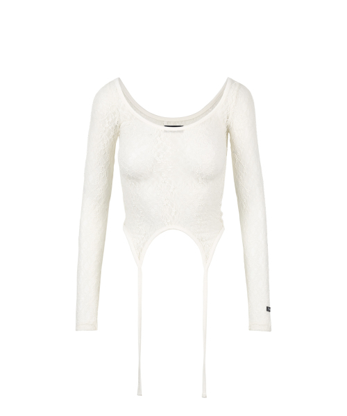 GILAARCHIVE（ギラアーカイブ）の「LAYERED LACE STRAP LONG SLEEVE_WHITE（Tシャツ/カットソー・レディース・その他・FREE）」の4枚目の写真