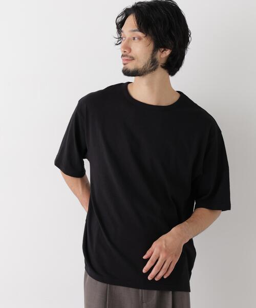 NANO universe(ナノユニバース)の「スラブワイドTシャツ 半袖(Tシャツ/カットソー・メンズ・ホワイト/ブラック・L/M)」の2枚目の写真