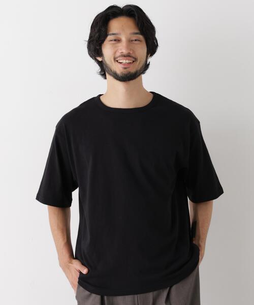 NANO universe(ナノユニバース)の「スラブワイドTシャツ 半袖(Tシャツ/カットソー・メンズ・ホワイト/ブラック・L/M)」の3枚目の写真