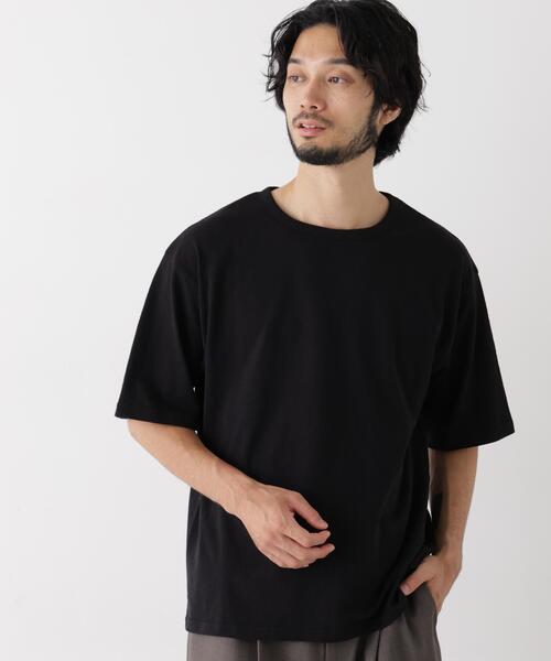 NANO universe(ナノユニバース)の「スラブワイドTシャツ 半袖(Tシャツ/カットソー・メンズ・ホワイト/ブラック・L/M)」の4枚目の写真
