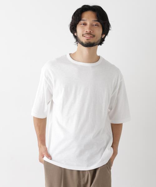 NANO universe(ナノユニバース)の「スラブワイドTシャツ 半袖(Tシャツ/カットソー・メンズ・ホワイト/ブラック・L/M)」の16枚目の写真