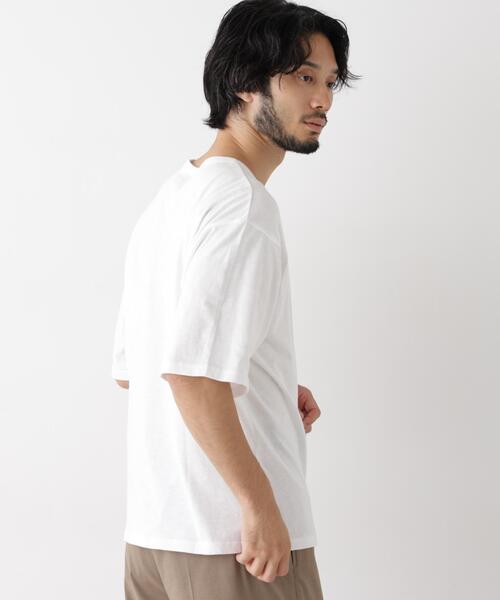 NANO universe(ナノユニバース)の「スラブワイドTシャツ 半袖(Tシャツ/カットソー・メンズ・ホワイト/ブラック・L/M)」の17枚目の写真