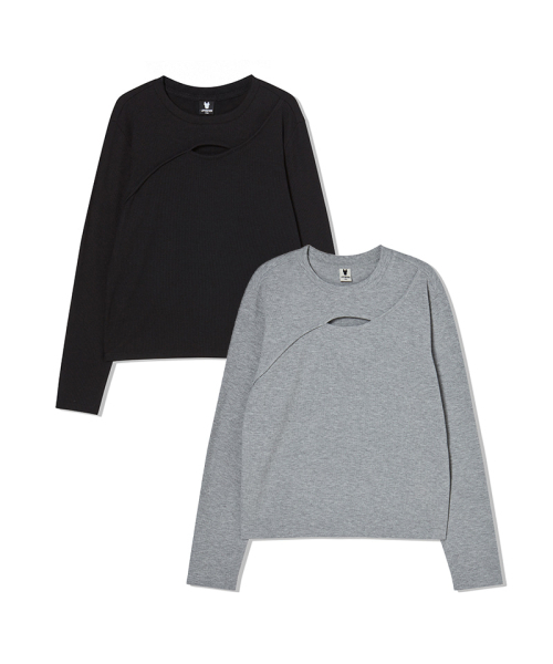 LIFE WORK(ライフワーク)の「企画) レディース) スリムリブ長袖Tシャツ(Tシャツ/カットソー・レディース・ブラック/ライトグレー・FREE)」の3枚目の写真