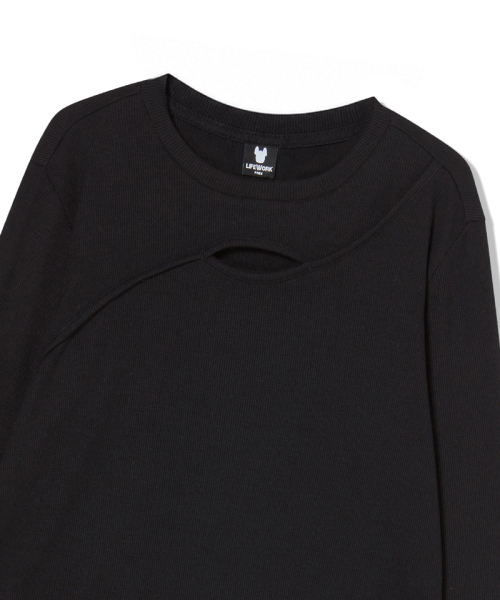 LIFE WORK(ライフワーク)の「企画) レディース) スリムリブ長袖Tシャツ(Tシャツ/カットソー・レディース・ブラック/ライトグレー・FREE)」の4枚目の写真