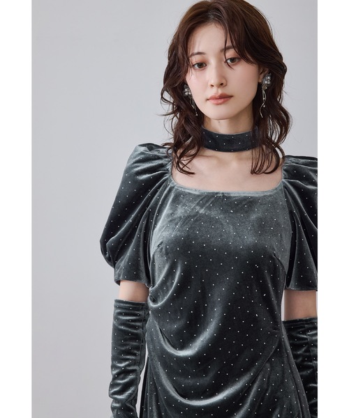 niana(ニアナ)の「グリントベロアドレス チョーカー アームカバー 3点セット 結婚式 二次会 成人式 同窓会 パーティードレス オケージョンドレス お呼ばれワンピース(ドレス・レディース・ブラック/ダークブラウン/チャコール・M/S/L)」の20枚目の写真