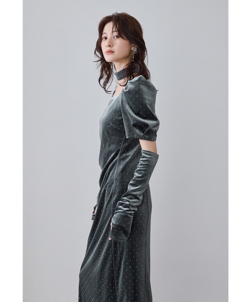 niana(ニアナ)の「グリントベロアドレス チョーカー アームカバー 3点セット 結婚式 二次会 成人式 同窓会 パーティードレス オケージョンドレス お呼ばれワンピース(ドレス・レディース・ブラック/ダークブラウン/チャコール・M/S/L)」の22枚目の写真