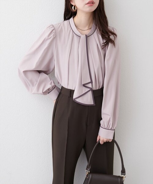 natural couture（ナチュラルクチュール）の「配色ボウタイ２WAYブラウス（シャツ/ブラウス・レディース・ネイビー/オフホワイト/ピンクベージュ/グレイッシュベージュ/その他1・FREE）」の20枚目の写真