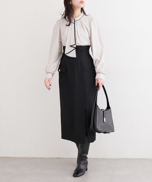 natural couture（ナチュラルクチュール）の「配色ボウタイ２WAYブラウス（シャツ/ブラウス・レディース・ネイビー/オフホワイト/ピンクベージュ/グレイッシュベージュ/その他1・FREE）」の13枚目の写真