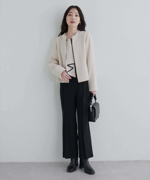 natural couture（ナチュラルクチュール）の「配色ボウタイ２WAYブラウス（シャツ/ブラウス・レディース・ネイビー/オフホワイト/ピンクベージュ/グレイッシュベージュ/その他1・FREE）」の7枚目の写真