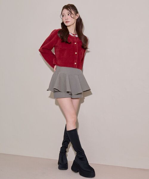 MAJESTIC LEGON(マジェスティックレゴン)の「レイヤードライクフレアショートスカパン(スカート・レディース・グレー系その他/ブラウン系その他2/ベージュ系その他2・MEDIUM)」の7枚目の写真