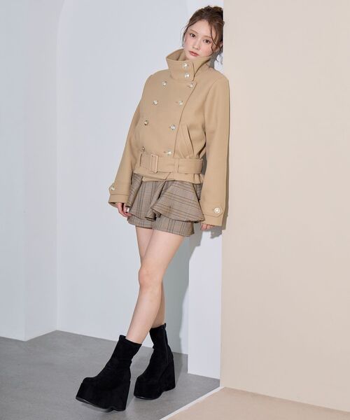 MAJESTIC LEGON(マジェスティックレゴン)の「レイヤードライクフレアショートスカパン(スカート・レディース・グレー系その他/ブラウン系その他2/ベージュ系その他2・MEDIUM)」の15枚目の写真