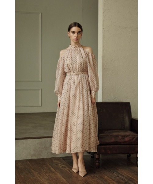ERADIE(エラディエ)の「Open Shoulder Dot Dress オープンショルダードットドレス(ワンピース・レディース・ブラック系/モーブ系・FREE)」の15枚目の写真