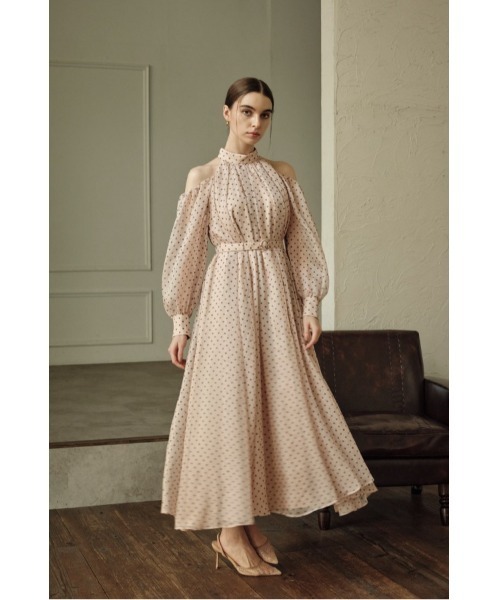 ERADIE(エラディエ)の「Open Shoulder Dot Dress オープンショルダードットドレス(ワンピース・レディース・ブラック系/モーブ系・FREE)」の12枚目の写真