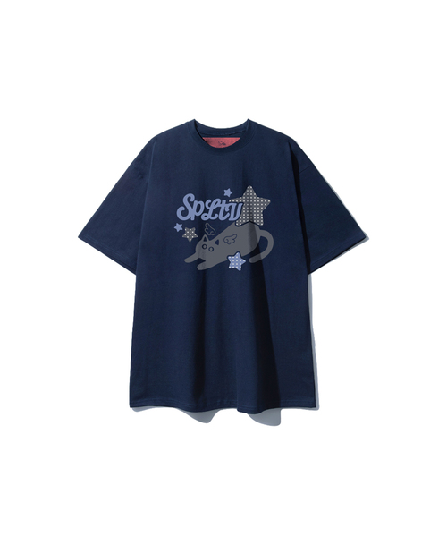 SUPERLATIVE（スーパーラティブ）の「S/P DOT CAT オーバーサイズ 半袖 (GOS2-5SP180)（Tシャツ/カットソー・レディース・ホワイト/ライトグレー/ブラック/ネイビー・MEDIUM/LARGE/X-LARGE）」の4枚目の写真