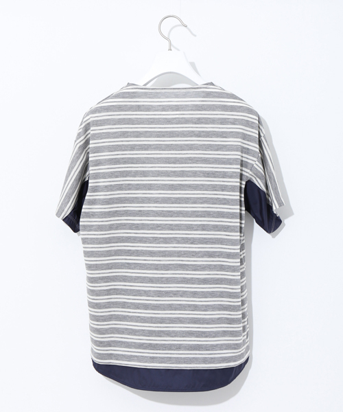STUDIOUS(ステュディオス)の「タフタコンビテンセルボーダーTシャツ(Tシャツ/カットソー・メンズ・カーキ/グレー・2/1/3)」の8枚目の写真