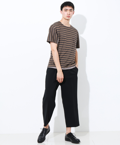 STUDIOUS(ステュディオス)の「タフタコンビテンセルボーダーTシャツ(Tシャツ/カットソー・メンズ・カーキ/グレー・2/1/3)」の20枚目の写真