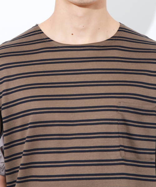 STUDIOUS(ステュディオス)の「タフタコンビテンセルボーダーTシャツ(Tシャツ/カットソー・メンズ・カーキ/グレー・2/1/3)」の12枚目の写真
