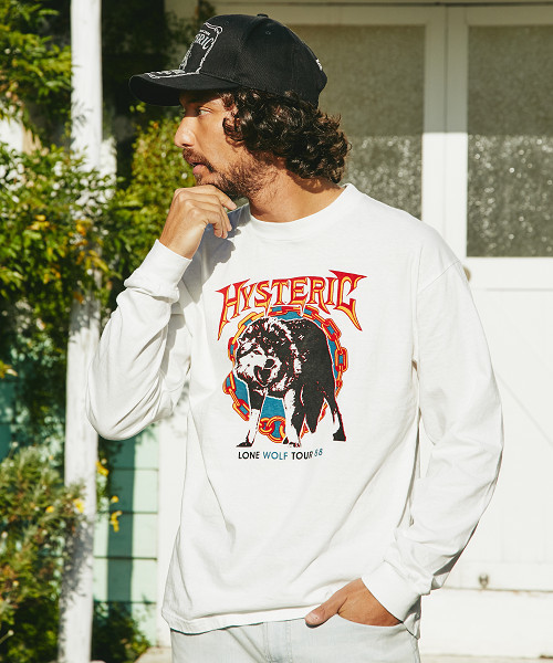 HYSTERIC GLAMOUR（ヒステリックグラマー）の「LONE WOLF pt リブ付T-SH（Tシャツ/カットソー・メンズ・トップグレー/ホワイト/ブラック・X-SMALL/LARGE/SMALL/MEDIUM）」の2枚目の写真