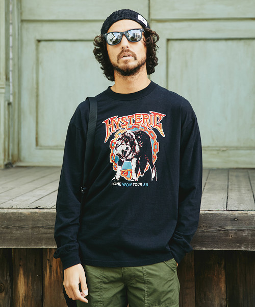HYSTERIC GLAMOUR（ヒステリックグラマー）の「LONE WOLF pt リブ付T-SH（Tシャツ/カットソー・メンズ・トップグレー/ホワイト/ブラック・X-SMALL/LARGE/SMALL/MEDIUM）」の3枚目の写真