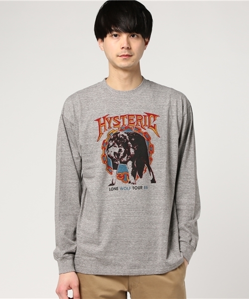 HYSTERIC GLAMOUR（ヒステリックグラマー）の「LONE WOLF pt リブ付T-SH（Tシャツ/カットソー・メンズ・トップグレー/ホワイト/ブラック・X-SMALL/LARGE/SMALL/MEDIUM）」の12枚目の写真