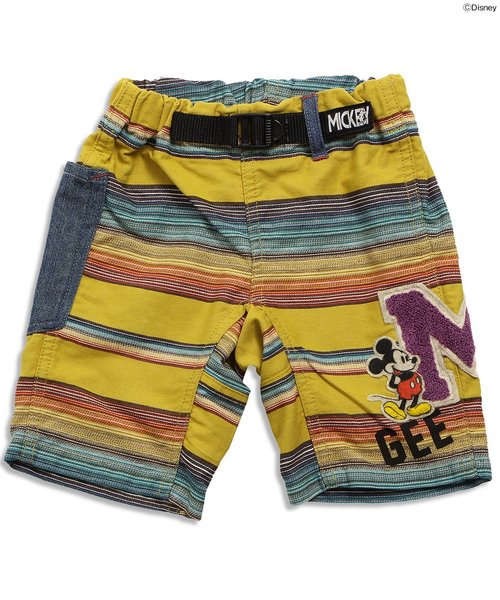 BREEZE（ブリーズ）の「Disney（ディズニー）ミッキーボーダーパンツ（その他パンツ・キッズ・イエロー/レッド/グリーン・110/130/80/90/95/120/100/140）」の2枚目の写真
