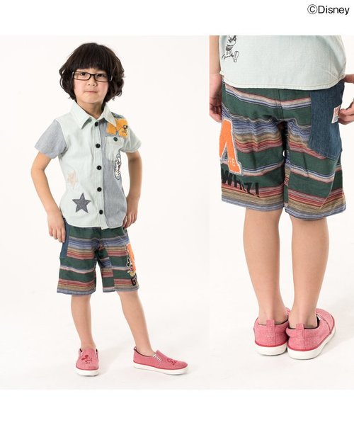 BREEZE（ブリーズ）の「Disney（ディズニー）ミッキーボーダーパンツ（その他パンツ・キッズ・イエロー/レッド/グリーン・110/130/80/90/95/120/100/140）」の4枚目の写真