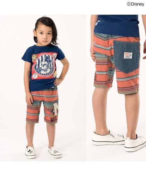 BREEZE（ブリーズ）の「Disney（ディズニー）ミッキーボーダーパンツ（その他パンツ・キッズ・イエロー/レッド/グリーン・110/130/80/90/95/120/100/140）」の5枚目の写真