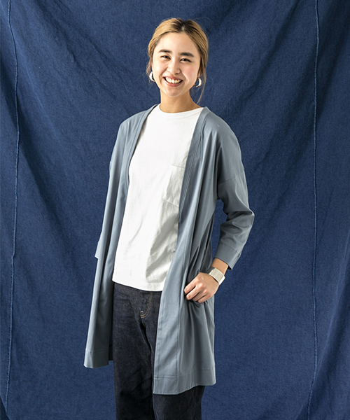 WORK NOT WORK URBAN RESEARCH（ワークノットワークアーバンリサーチ）の「WORK NOT WORK　シルケットスムースガウンカーディガン（カーディガン/ボレロ・レディース・ブルー/ベージュ系その他/カーキ・FREE）」の3枚目の写真