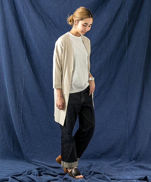 WORK NOT WORK URBAN RESEARCH（ワークノットワークアーバンリサーチ）の「WORK NOT WORK　シルケットスムースガウンカーディガン（カーディガン/ボレロ・レディース・ブルー/ベージュ系その他/カーキ・FREE）」の4枚目の写真