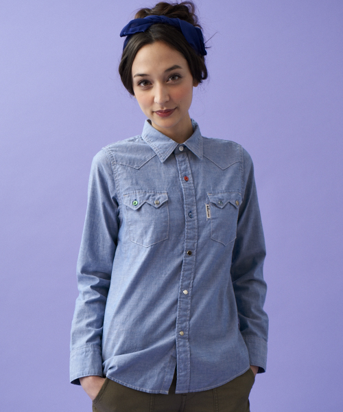 BLUE BLUE（ブルーブルー）の「◎[聖林公司：ブルーブルー]EX BLUE BLUE CHAMB WES シャツ（シャツ/ブラウス・レディース・ライトブルー・FREE）」の2枚目の写真