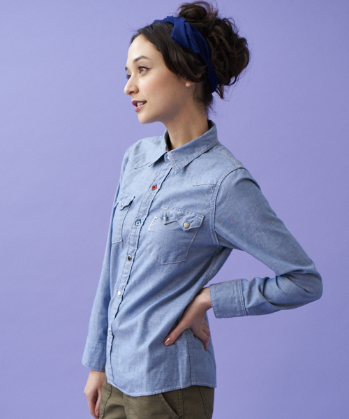 BLUE BLUE（ブルーブルー）の「◎[聖林公司：ブルーブルー]EX BLUE BLUE CHAMB WES シャツ（シャツ/ブラウス・レディース・ライトブルー・FREE）」の3枚目の写真