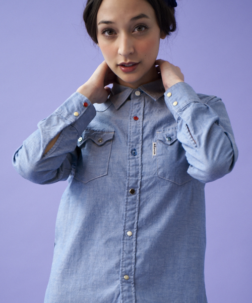 BLUE BLUE（ブルーブルー）の「◎[聖林公司：ブルーブルー]EX BLUE BLUE CHAMB WES シャツ（シャツ/ブラウス・レディース・ライトブルー・FREE）」の7枚目の写真