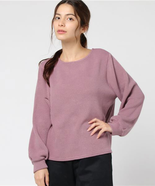 Honeys(ハニーズ)の「ボリューム袖プルオーバー(Tシャツ/カットソー・レディース・オフホワイト/ブラック/杢グレー/ピンク/ブルー・L/M)」の5枚目の写真